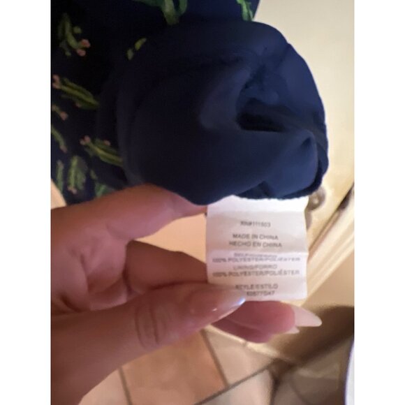 Cactus Print Romper By As U Wish - Size S 100% Polyester Blue & Green Made In Ch - Picture 5 of 7